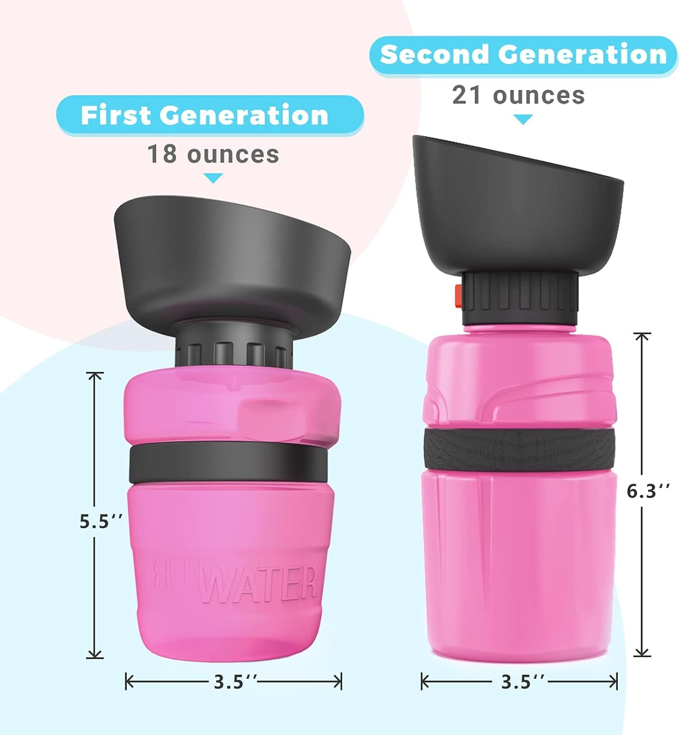 Dog Water Bottle 21Oz with Collapsible Dog Travel Bowls, Squeeze Pet Water Bottles for Dogs, Portable Lightweight Leak-Proof Dog Water Bowl Dispenser for Outdoor Walking