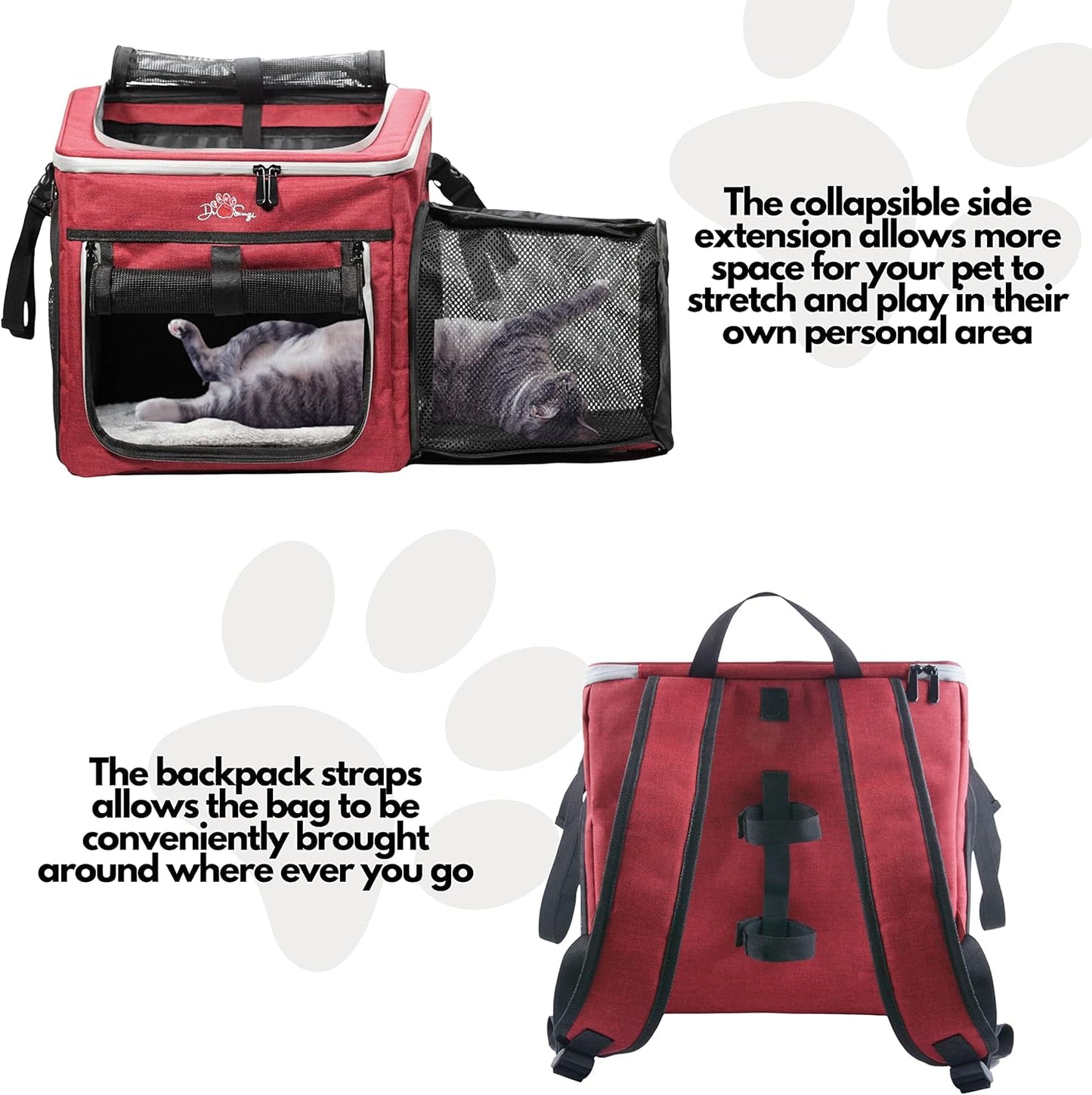 Puppy Carrier, Dog Basket for Bike, Cat Backpack & Dog Bike Basket, Expandable Soft-Sided Pet Carrier with Multi-Pockets, Convertible to Pet Car Seat for Small Dog Cat Puppies