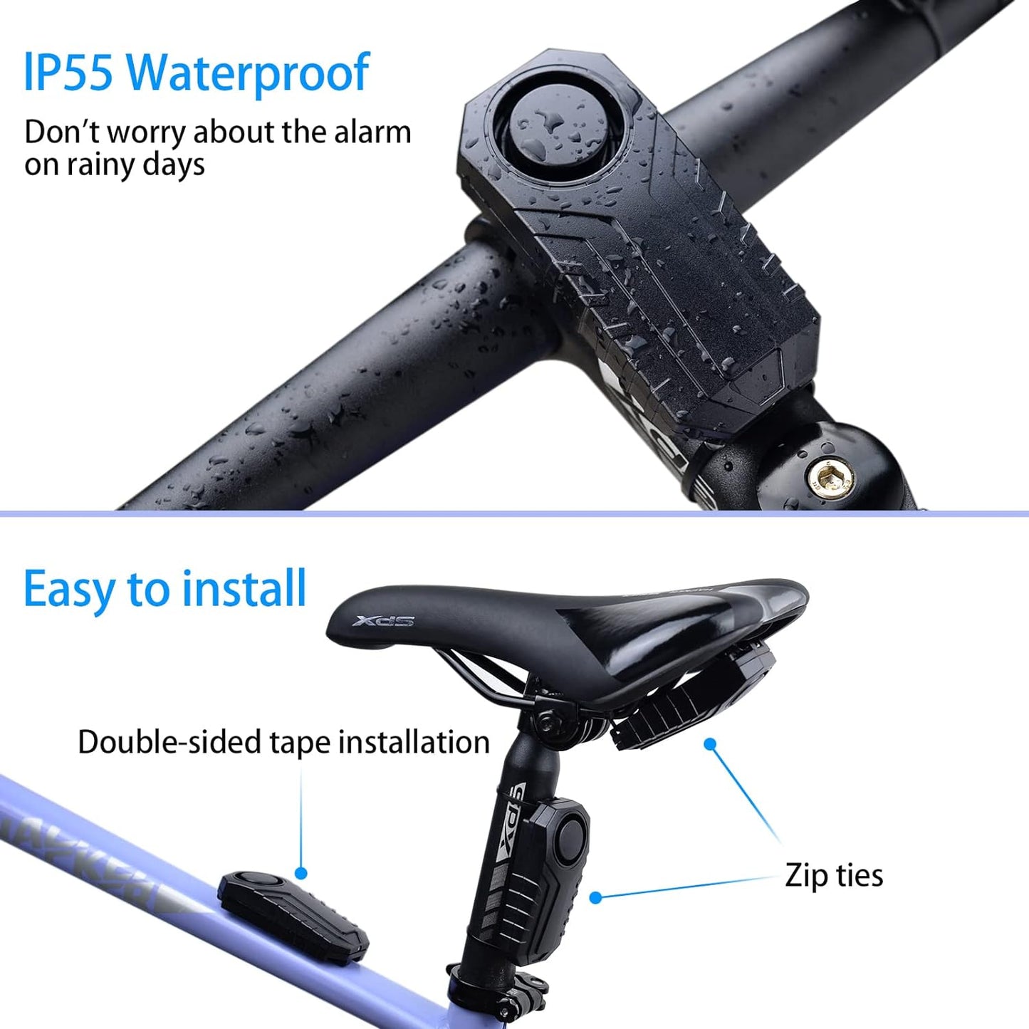 3Set Vibration Sensing Bike Alarm with Remote, 113Db Loud Bicycle Alarm System anti Theft, Wireless Motorcycle Alarm for Electric Bike Tricycle Mobility Scooter Vehicles Ebike for Cycling Security