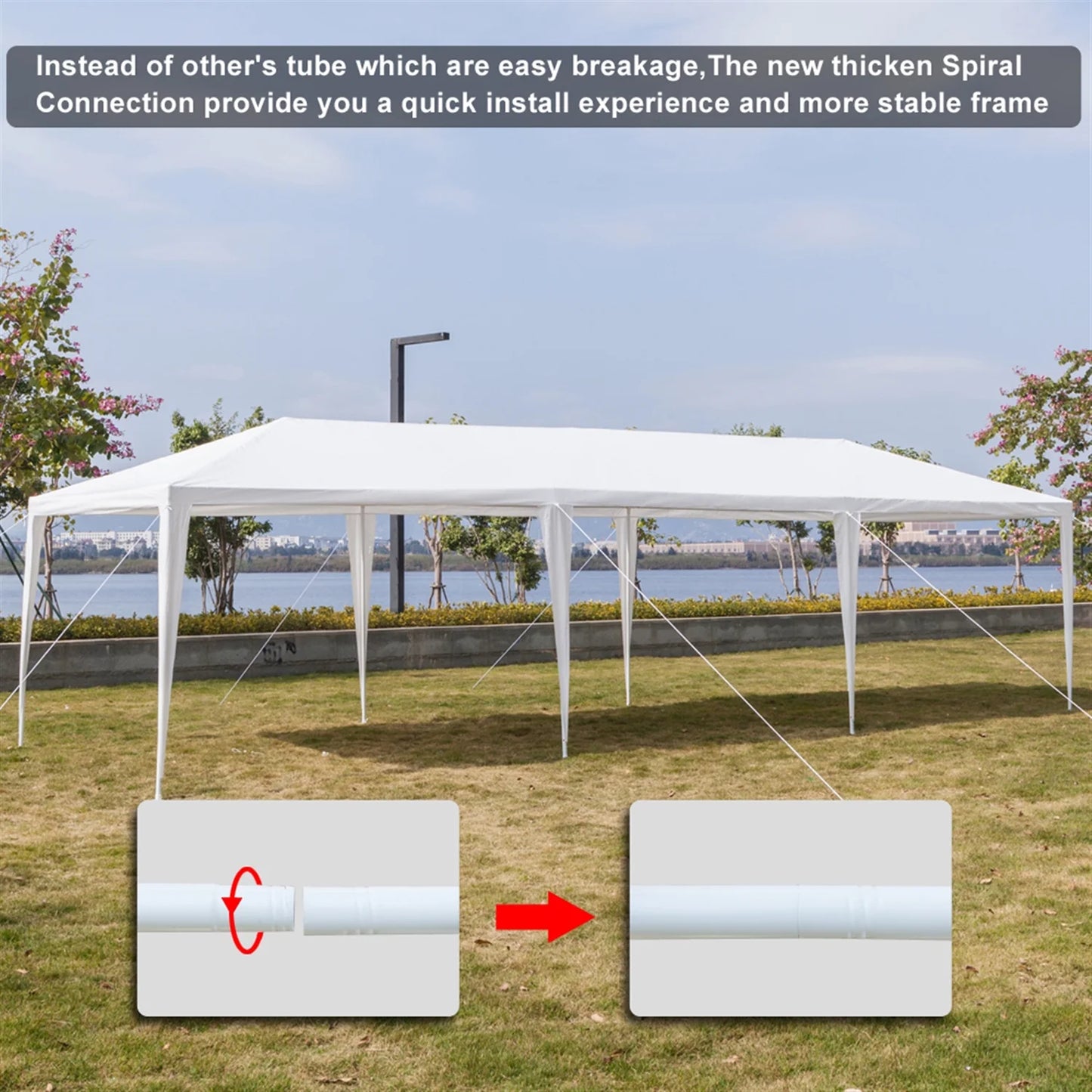 Outdoor Party Tent with 7 Side Walls, 10' X 30' White Patio Gazebo Canopy Tent for Outside, Sunshade Shelter Folding Gazebo Canopy Tent, Waterproof Outdoor Gazebo Tent for Backyard Wedding