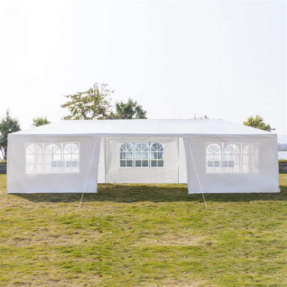 Outdoor Party Tent with 7 Side Walls, 10' X 30' White Patio Gazebo Canopy Tent for Outside, Sunshade Shelter Folding Gazebo Canopy Tent, Waterproof Outdoor Gazebo Tent for Backyard Wedding