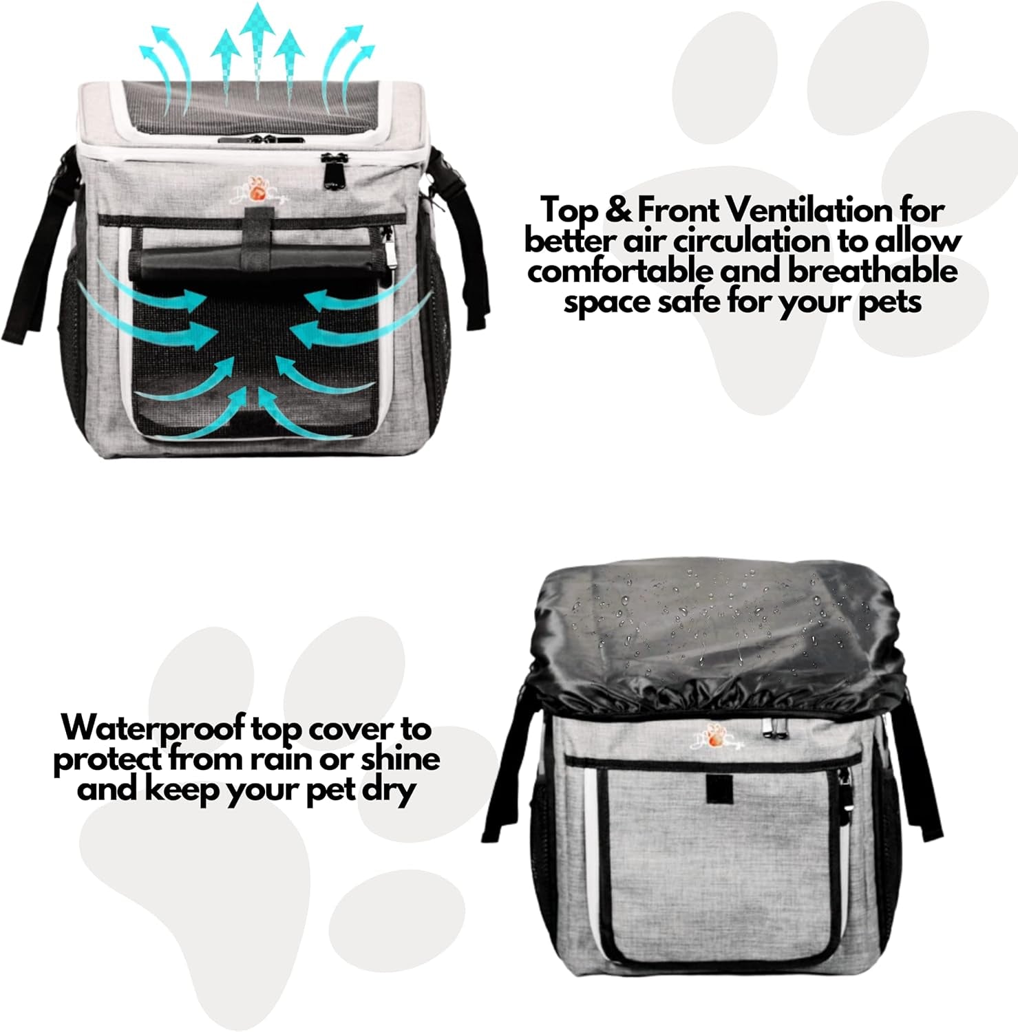 Cat Carrier, Dog Basket for Bike, Cat Backpack & Dog Bike Basket, Expandable Soft-Sided Pet Carrier with Multi-Pockets, Convertible to Pet Car Seat for Small Dog Cat Puppies