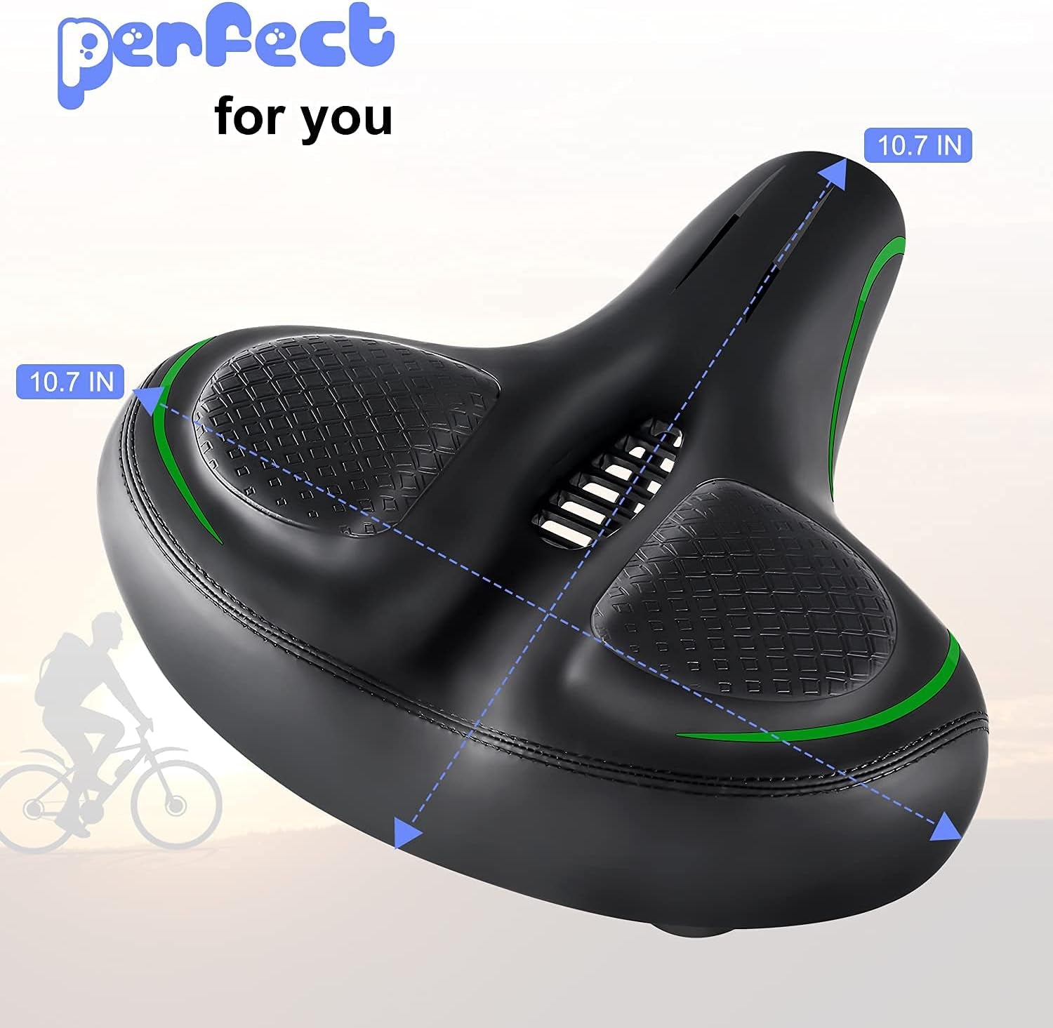 Oversized Bike Seat, Comfort Exercise Bicycle Saddle Replacement for Women Men,Wide Bike Seat with Dual Shock Absorbing Ball - Compatible with Mountain Bike, Road Bicycle