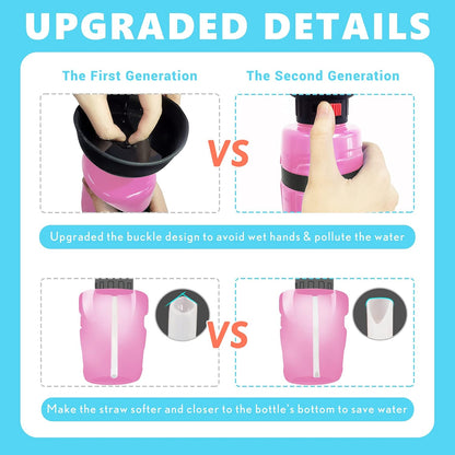 Dog Water Bottle 21Oz with Collapsible Dog Travel Bowls, Squeeze Pet Water Bottles for Dogs, Portable Lightweight Leak-Proof Dog Water Bowl Dispenser for Outdoor Walking