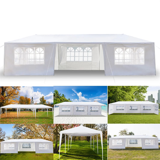 Outdoor Party Tent with 7 Side Walls, 10' X 30' White Patio Gazebo Canopy Tent for Outside, Sunshade Shelter Folding Gazebo Canopy Tent, Waterproof Outdoor Gazebo Tent for Backyard Wedding