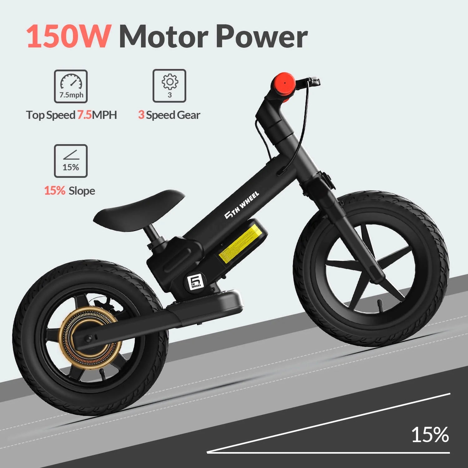 K9 Electric Bike for Kids, 150W Electric Balance Bike Ages 3-8 Years Old, 12" Pneumatic Tire with Dual Brake, 3 Speed Modes Kid Electric Motorcycle