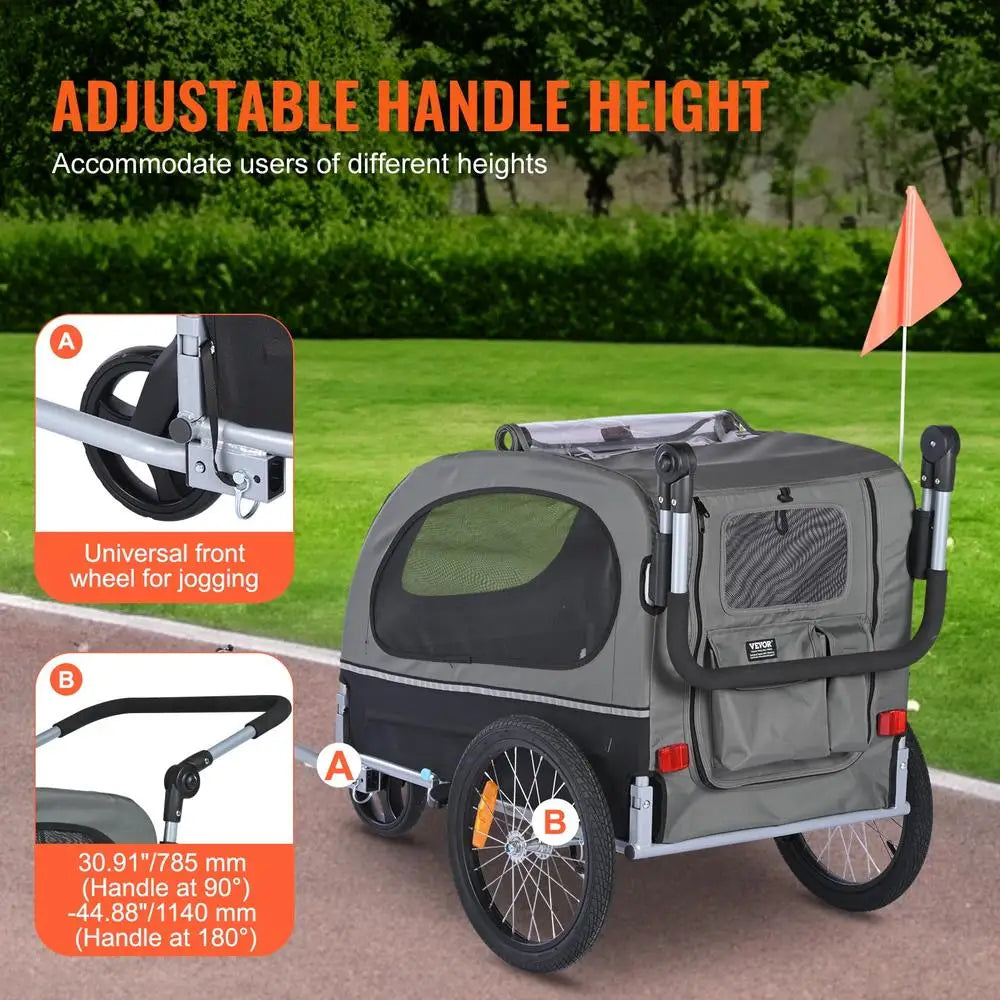 Pet Bicycle Trailer Stroller Dog Cat Carrier Waterproof 88Lbs Dual Use Bike Jogging 2In1 Easy Assembly Swivel Wheels