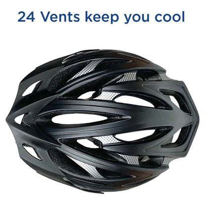 Adult Black Bike Helmet (Universal Adjustment, 24 Vents, Ages 14+)