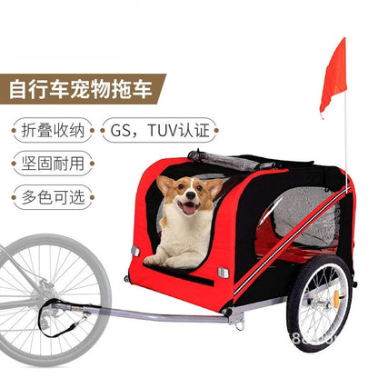 Metal Pet Bike Trailer Outdoor Cycling Cat Dog Stroller Multifunctional Travel Cargo Carrier
