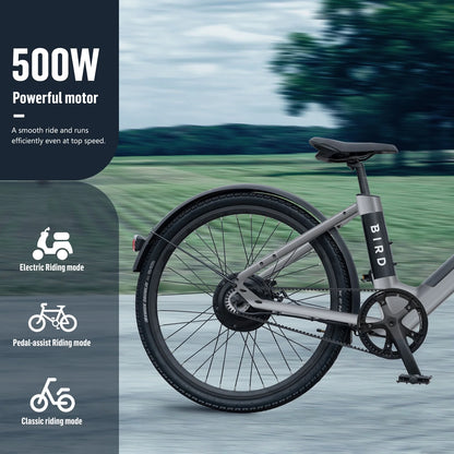 500W 26" Electric City Bike for Adults Mountain Eelectric Bicycle with 36V 460WH Removable Battery - LCD Display, Disc Brake, Speed Sensor, Belt Drive, Waterproof Commute Ebikes