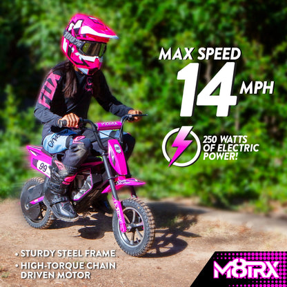 M8TRX Pink 24V Electric Dirt Bike, Ride on Toy Motorcycle for Kids and Teens