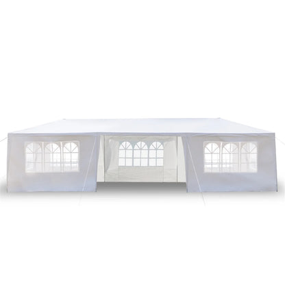Outdoor Party Tent with 7 Side Walls, 10' X 30' White Patio Gazebo Canopy Tent for Outside, Sunshade Shelter Folding Gazebo Canopy Tent, Waterproof Outdoor Gazebo Tent for Backyard Wedding