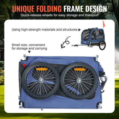 Succebuy 100Lbs Pet Cart Bicycle Carrier Dog Bike Trailer with Coupler, Reflectors, Flag, Collapsible to Store for Dogs Travel