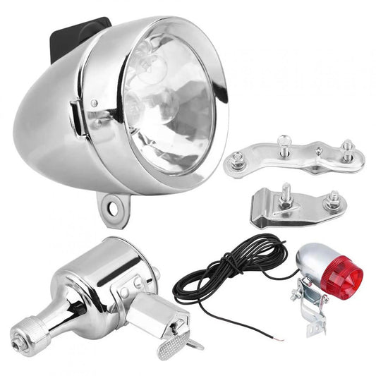 12V 6W Friction Generator Dynamo Headlight Tail Light Kit for Bicycle Motorized Bike