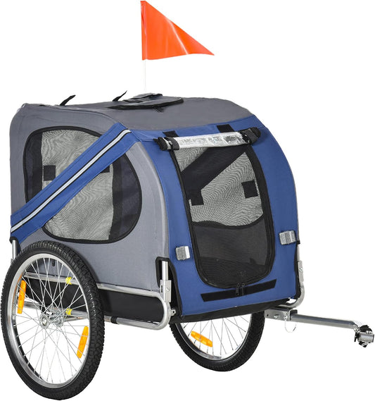 Dog Bike Trailer Pet Cart Bicycle Wagon Cargo Carrier Attachment for Travel with 3 Entrances Large Wheels for Off-Road & Mesh Screen