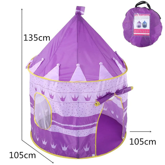Folding Children Kids Playhouse Princess Tent Tunnel In/Outdoor for Boys Girls Autumn Sale-Purple