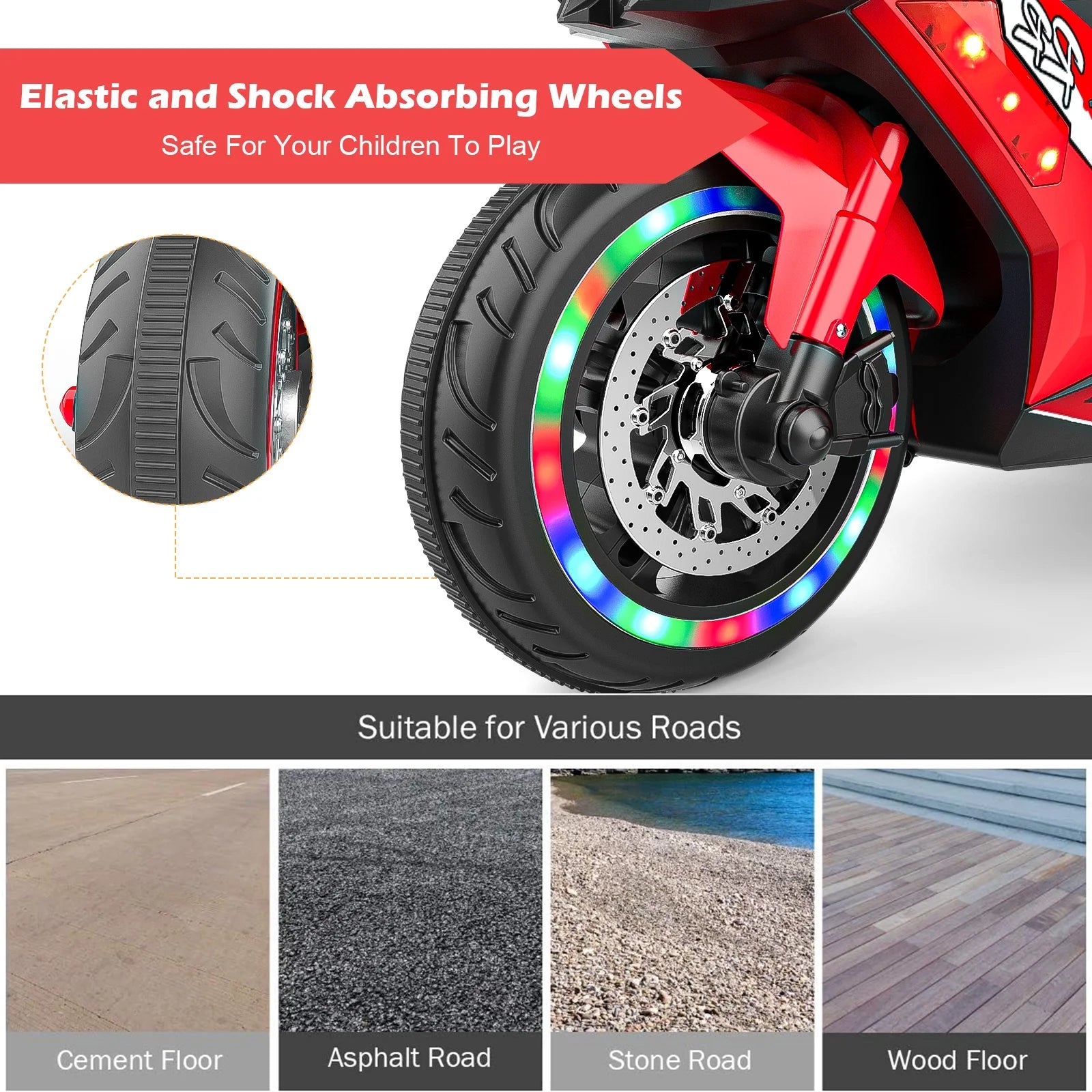 12V Motorcycle for Kids, Electric Ride on Motorcycle for Kids,4Mph Speed,108*50*65 CM