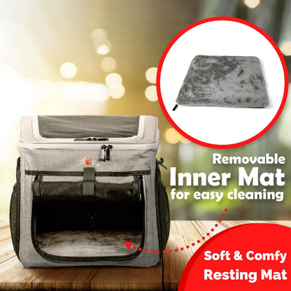 Cat Carrier, Dog Basket for Bike, Cat Backpack & Dog Bike Basket, Expandable Soft-Sided Pet Carrier with Multi-Pockets, Convertible to Pet Car Seat for Small Dog Cat Puppies