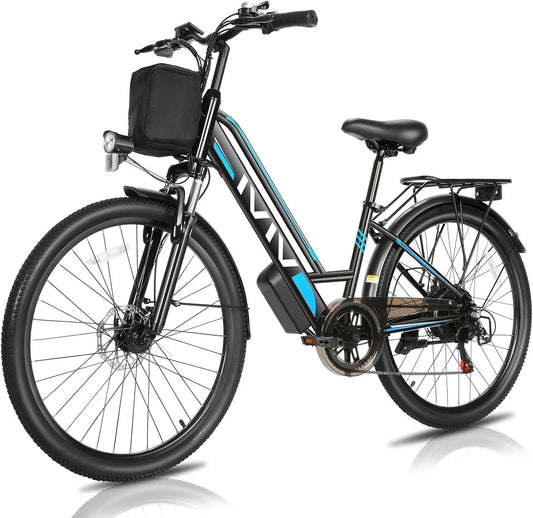 Electric Bike for Adults with 750W Peak Motor, 26" Commuter Electric Bike, 22MPH Cruiser Ebikes with 48V Removable Battery, up to 50 Miles, Lcd-Display, 7 Speed, Cruise Control, UL 2849 Certified