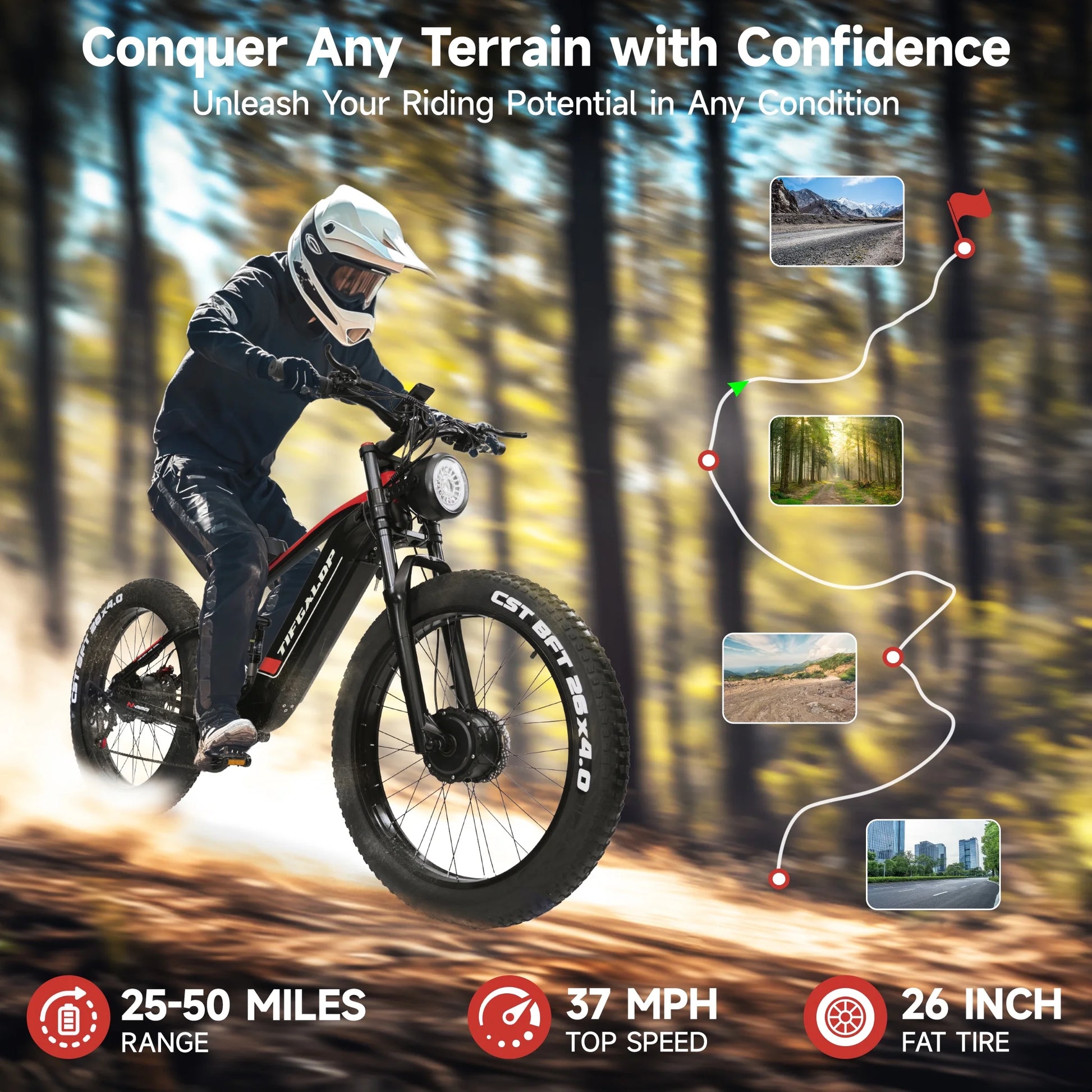 Adult Electric Bike, Dual Motor, 52V 22Ah UL2849 Removable Lithium Battery 26 Inch Fat Tire Off-Road Electric Mountain Bike, 7 Speeds