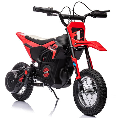 24V Kids Ride on Motorcycle,250W Motor 13.6MPH Fast Speed Electric Battery-Powered Off-Road Motocross,Leather Seat Dirt Bike,Grip Throttle,Metal Suspension,Air-Filled Tires