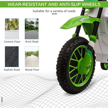 12V Kids Motorcycle, Electric Motor Bike, Battery-Powered Ride-On Toy with Charging Battery, Training Wheels, Green
