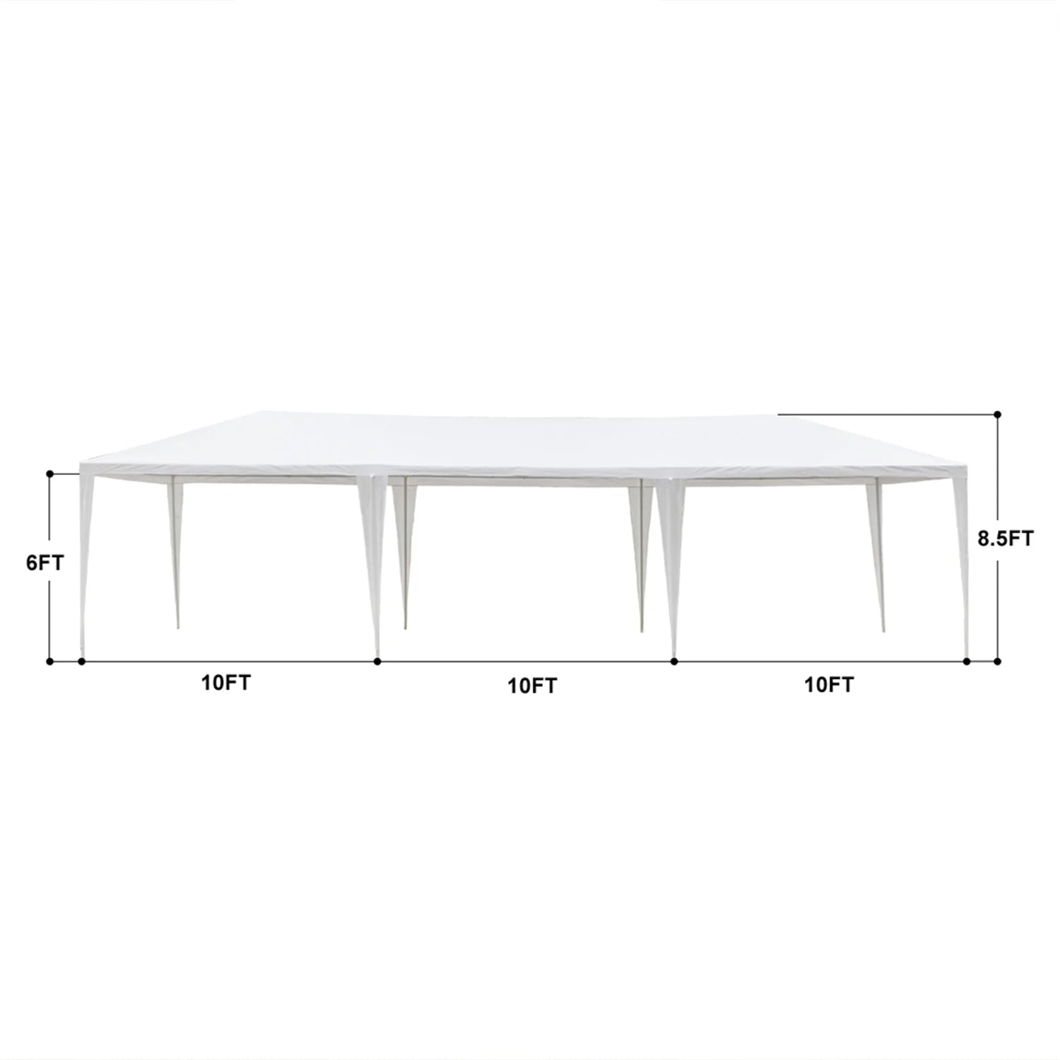 Outdoor Party Tent with 7 Side Walls, 10' X 30' White Patio Gazebo Canopy Tent for Outside, Sunshade Shelter Folding Gazebo Canopy Tent, Waterproof Outdoor Gazebo Tent for Backyard Wedding