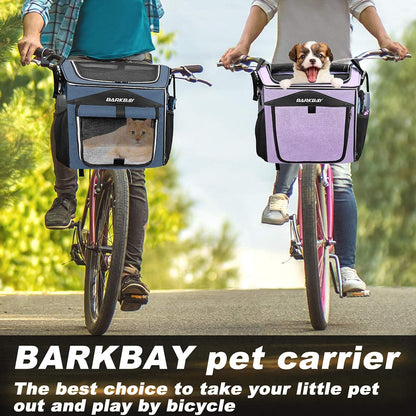 Dog Bike Basket Carrier, Expandable Foldable Soft-Sided Dog Carrier, 2 Open Doors, 5 Reflective Tapes, Pet Travel Bag,Dog Backpack Carrier Safe and Easy for Small Medium Cats and Dogs(Blue)