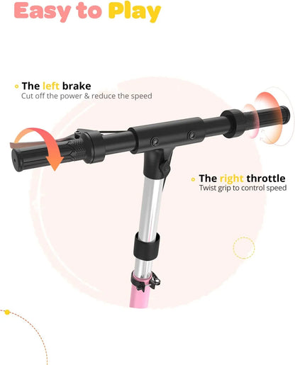 Electric Scooter with Seat for Kids Ages 6-12, 60 Mins Long Battery Life, Removable Seat 2 Riding Styles, 155Lbs Max Load, Pink