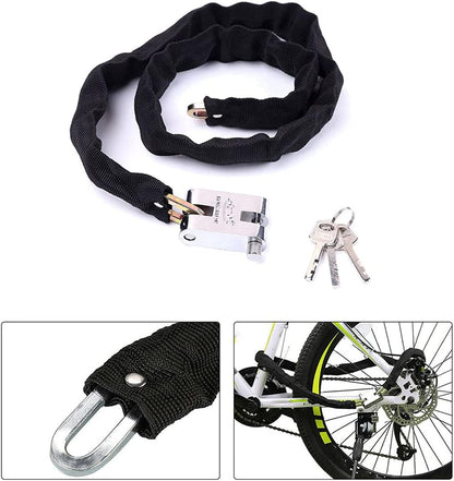 Heavy Duty Motorcycle Chain Lock, 8Mm, 3 Keys, 39.76 In, Black