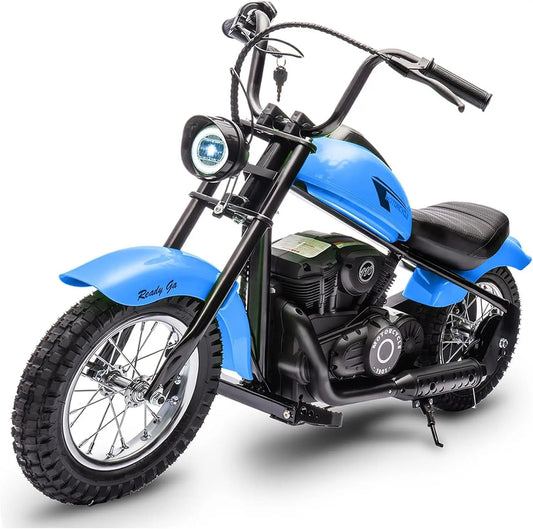 24V Electric Dirt Bike, 250W Electric Motorcycle W/Led Light, Leather Seat- Two Speed Max up to 14MPH & 60 Minutes Motorbike