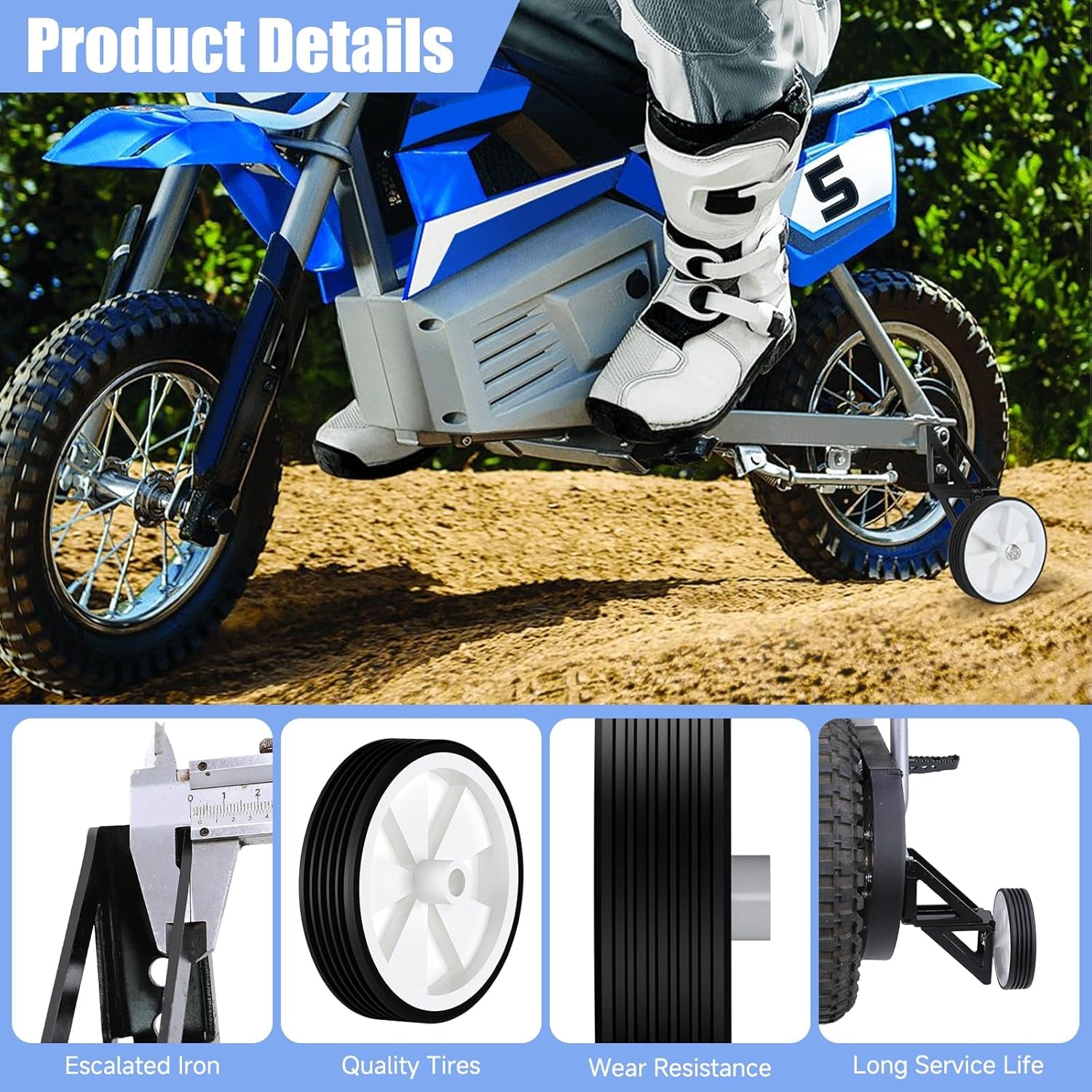 Dirt Bike Training Wheels Compatible with Razor MX350 MX400 MX500 MX650 Electric Dirt Rocket Bike Accessories Parts Adjustable Height Training Wheels for Kids Electric Dirt Bike