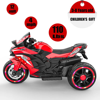 12V Motorcycle for Kids, Electric Ride on Motorcycle for Kids,4Mph Speed,108*50*65 CM