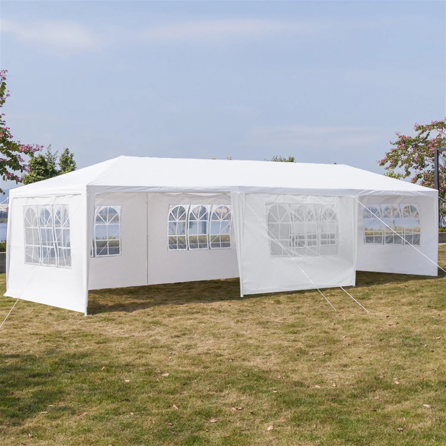 Outdoor Party Tent with 7 Side Walls, 10' X 30' White Patio Gazebo Canopy Tent for Outside, Sunshade Shelter Folding Gazebo Canopy Tent, Waterproof Outdoor Gazebo Tent for Backyard Wedding