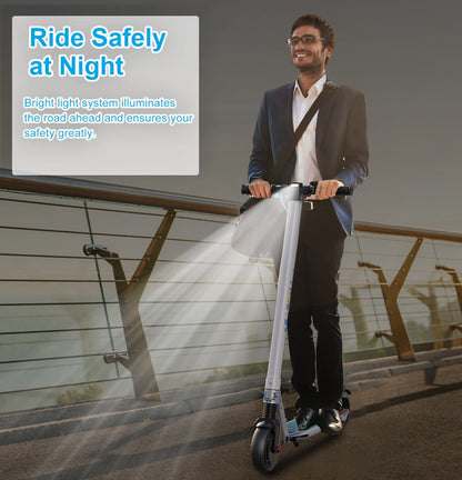 Electric Scooter Adults, 250W Motor E-Scooter, 6.5 in Tires, 15.5 Mph & 20 Miles Range, Commuting Kick Scooter, Max Load 220 Lbs, Write