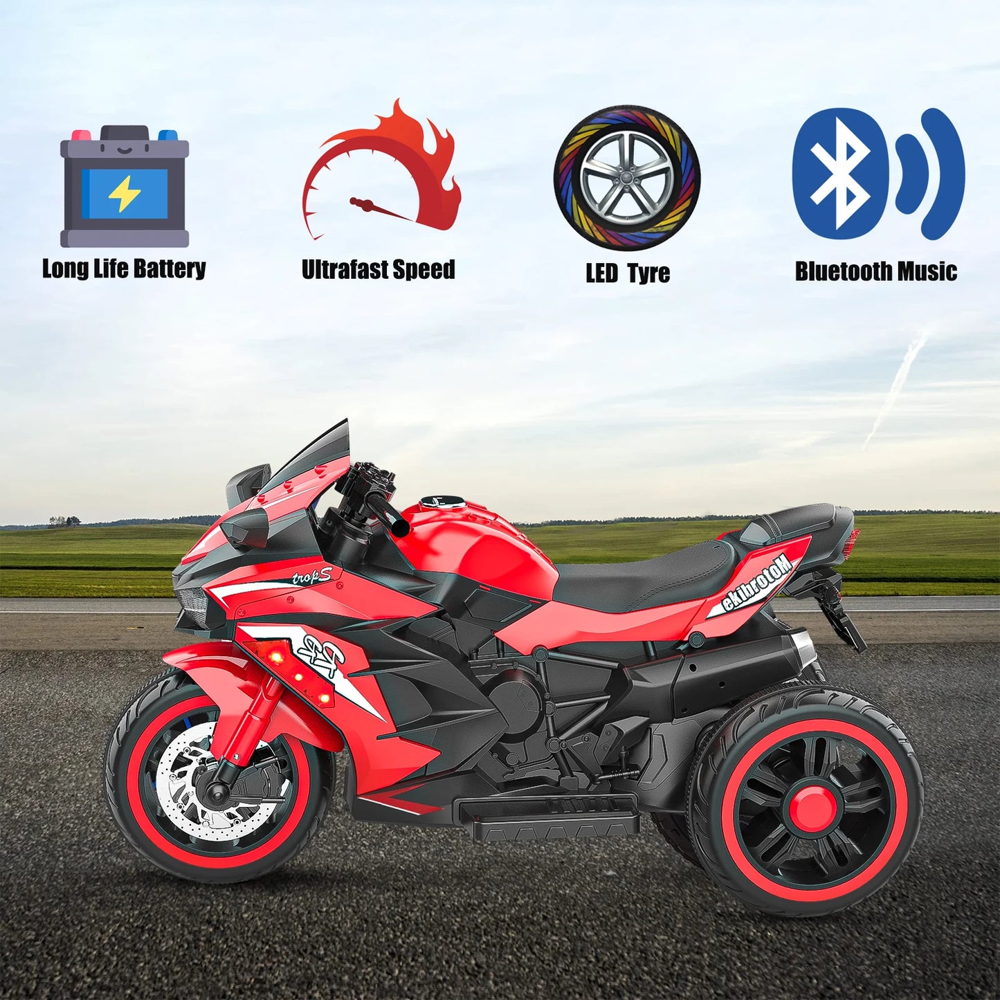 12V Motorcycle for Kids, Electric Ride on Motorcycle for Kids,4Mph Speed,108*50*65 CM