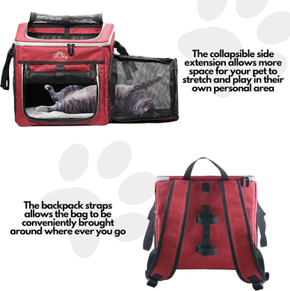 Puppy Carrier, Dog Basket for Bike, Cat Backpack & Dog Bike Basket, Expandable Soft-Sided Pet Carrier with Multi-Pockets, Convertible to Pet Car Seat for Small Dog Cat Puppies