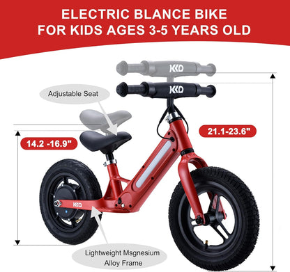 Lightweight Electric Balance Bike for Kid Ages 3-6, 2 Speed Safety Modes Top Speed 9MPH, 180W Motor Electric Bike