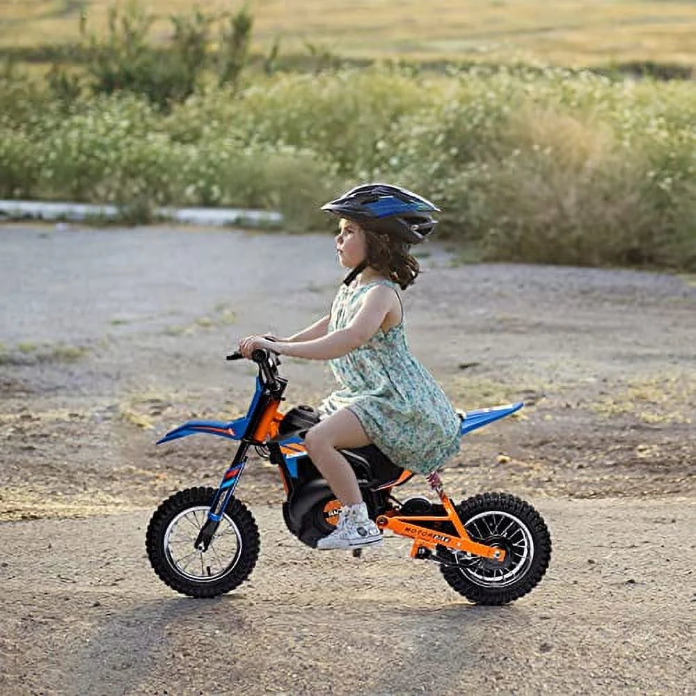 24V Kids Ride on Motorcycle,250W Motor 13.6MPH Fast Speed Electric Battery-Powered Off-Road Motocross,Leather Seat Dirt Bike,Grip Throttle,Metal Suspension,Air-Filled Tires