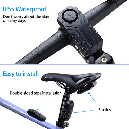 3Set Vibration Sensing Bike Alarm with Remote, 113Db Loud Bicycle Alarm System anti Theft, Wireless Motorcycle Alarm for Electric Bike Tricycle Mobility Scooter Vehicles Ebike for Cycling Security