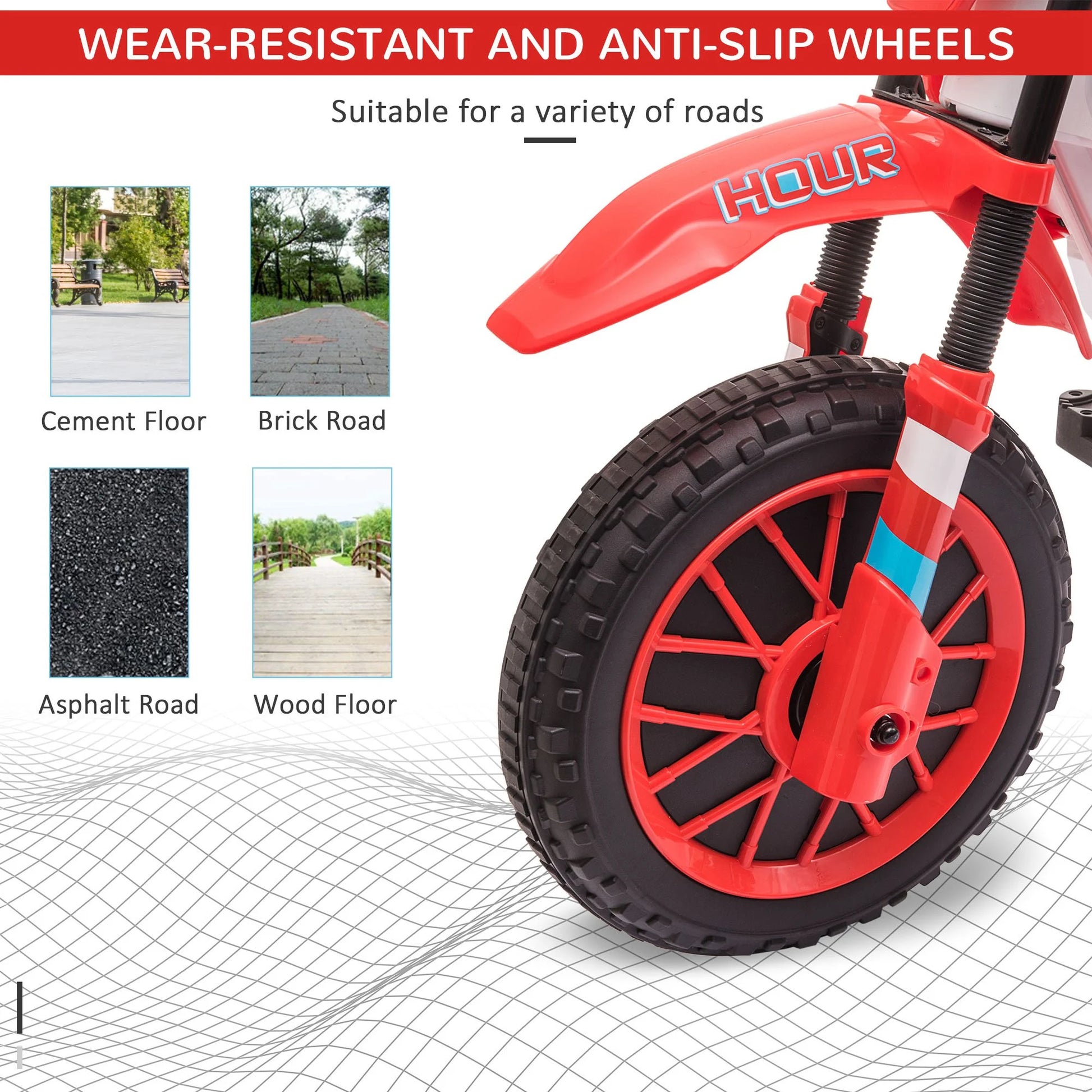 12V Kids Motorcycle Dirt Bike Electric Ride-On Toy off Road, Red